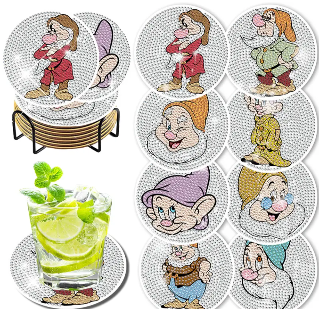 Seven Dwarfs Diamond Art Coaster Set
