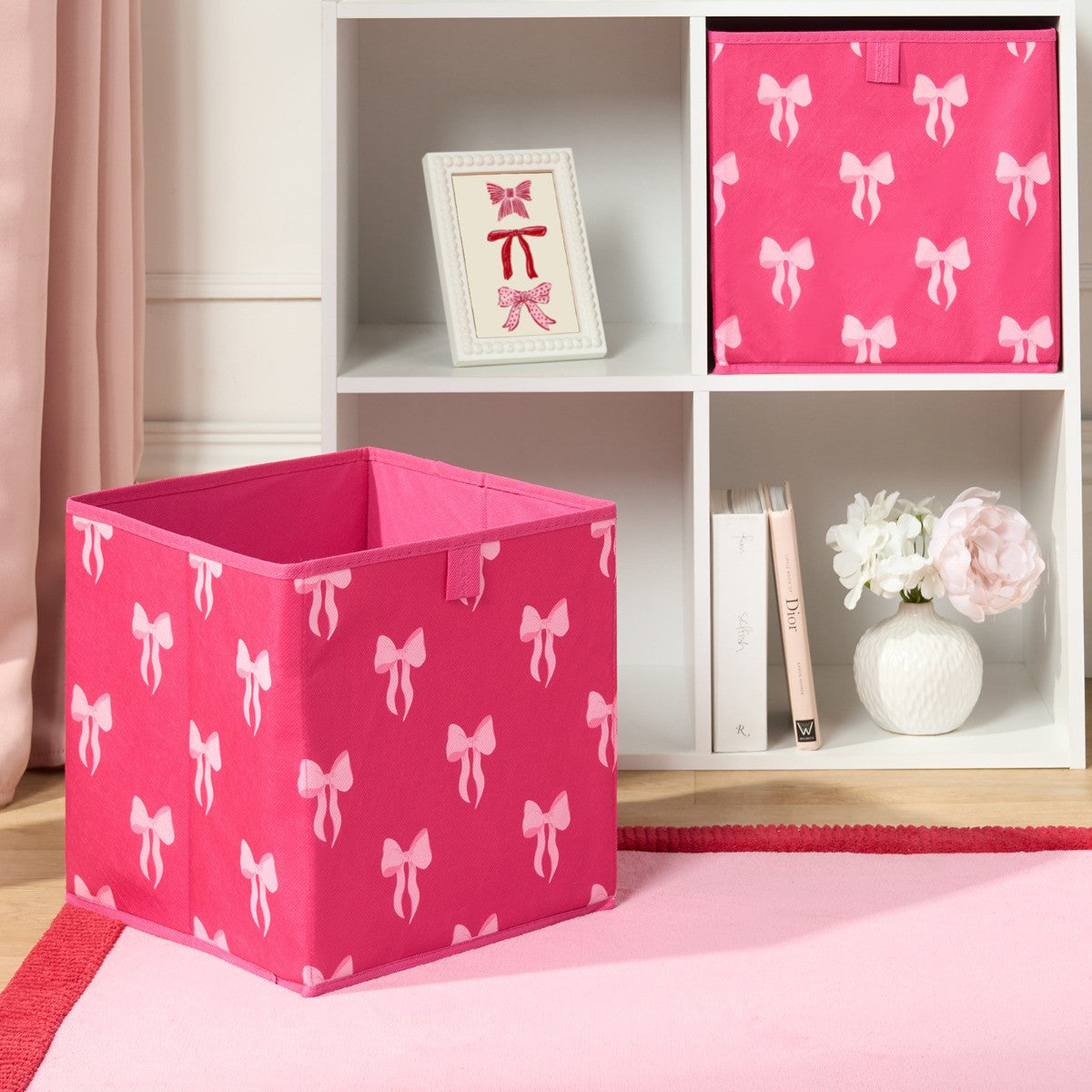 Bow Print Cube Storage Boxes - 2 Pack