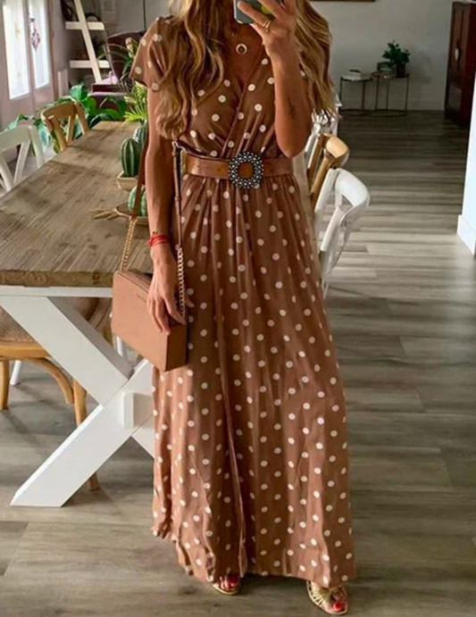 Ladies Polka Dot Maxi Wrap Dress