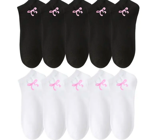 Bow Print Trainer Socks For Women