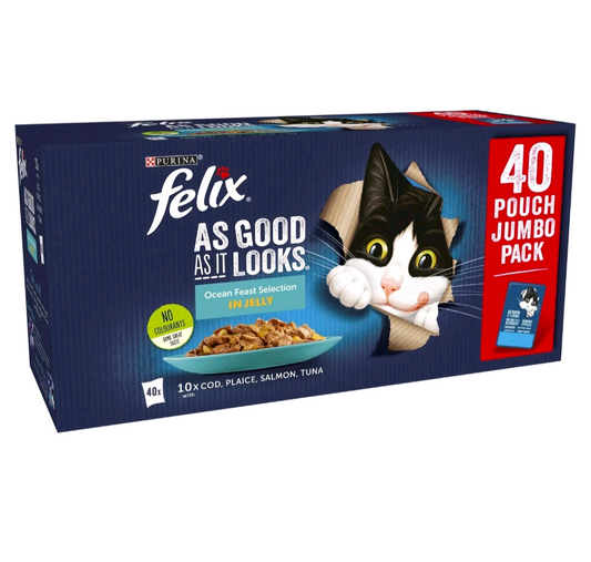 Felix Cat Pouch Ocean Feasts Multipack 85g x ( 40 pack )