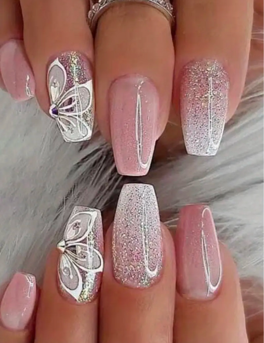 24pc Butterfly Press-On Nails