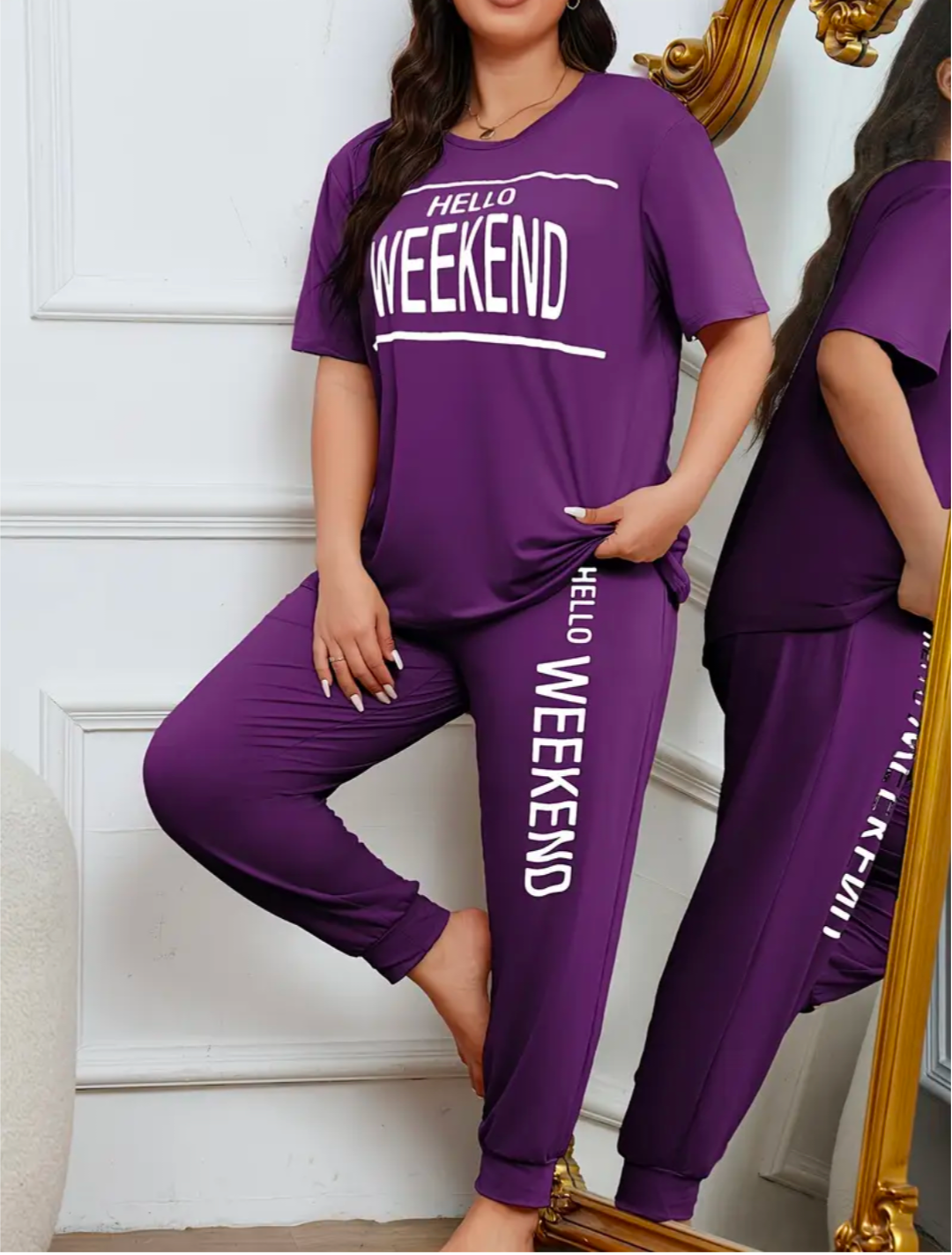 Hello Weekend Plus Size Lounge Pj Set