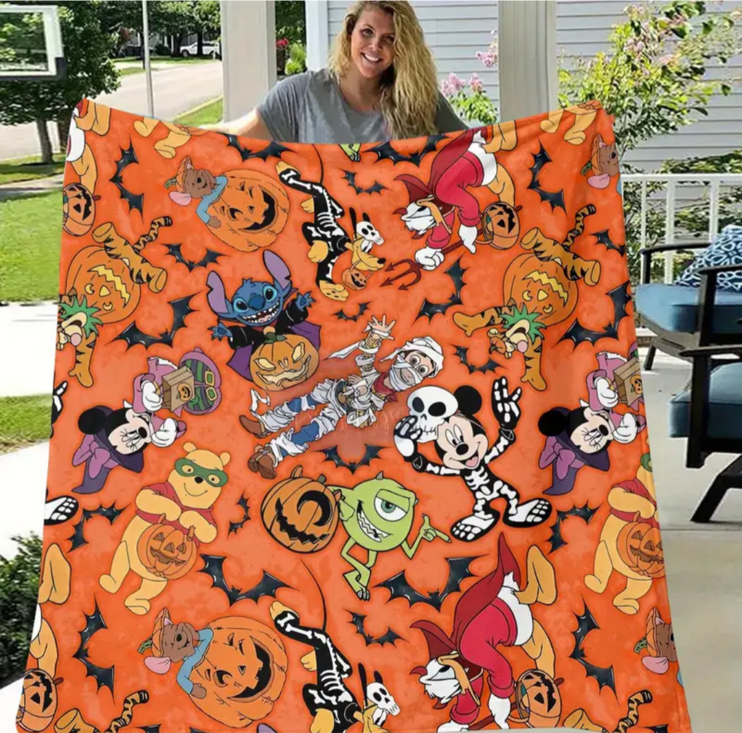 Mickey Stitch and Monster Friends Throw