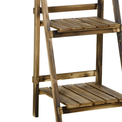 Wooden Folding Flower Pot Stand 3 Tier Garden Planter Display Ladder