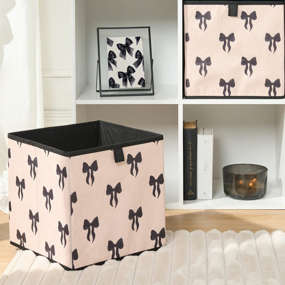 Bow Print Cube Storage Boxes - 2 Pack