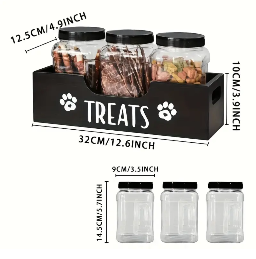 Wooden Pet Treat Holder and Jars
