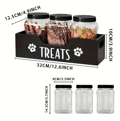 Wooden Pet Treat Holder and Jars