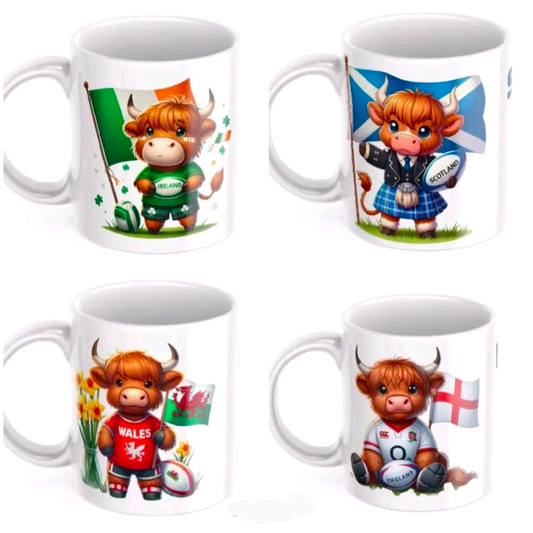 Highland Cow Mug , England, Ireland, Scotland, Wales