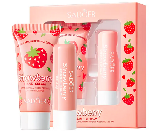 Strawberry Hand Cream And Lip Balm Gift Set