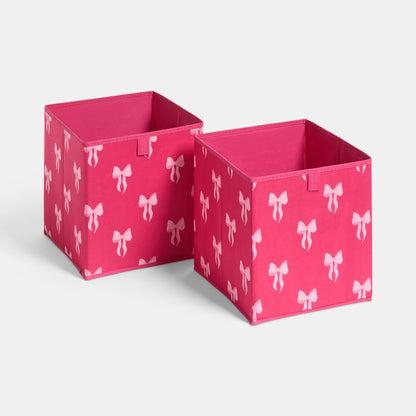 Bow Print Cube Storage Boxes - 2 Pack