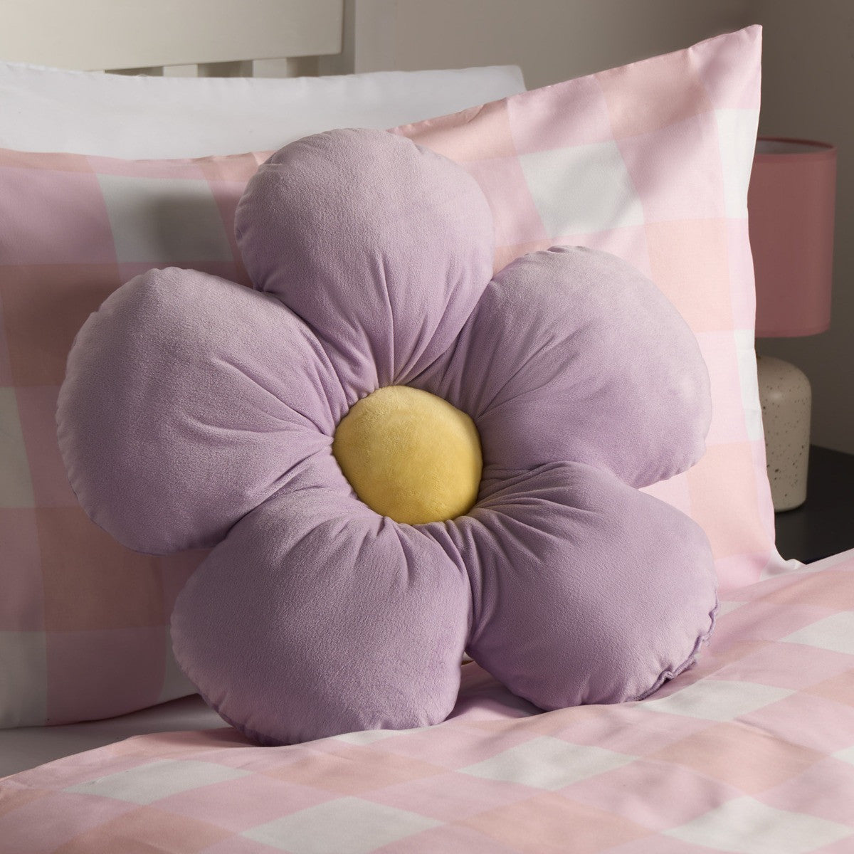 Flower Shaped Scatter Cushion - Purple/Yellow