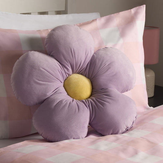 Flower Shaped Scatter Cushion - Purple/Yellow