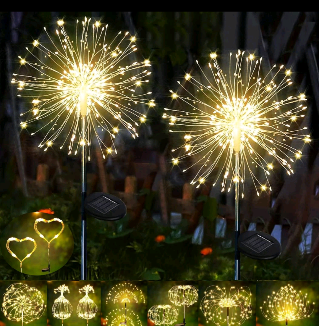 2X Solar Firework Fairy Lights
