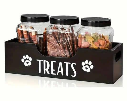 Wooden Pet Treat Holder and Jars