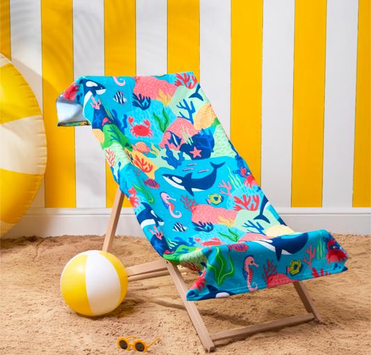 Sea Life Print Beach Towel