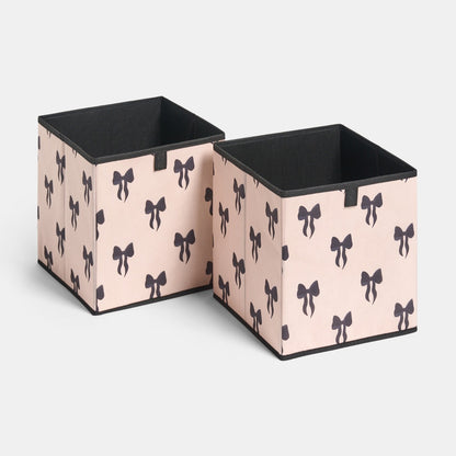 Bow Print Cube Storage Boxes - 2 Pack