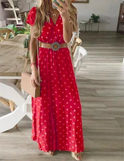 Ladies Polka Dot Maxi Wrap Dress