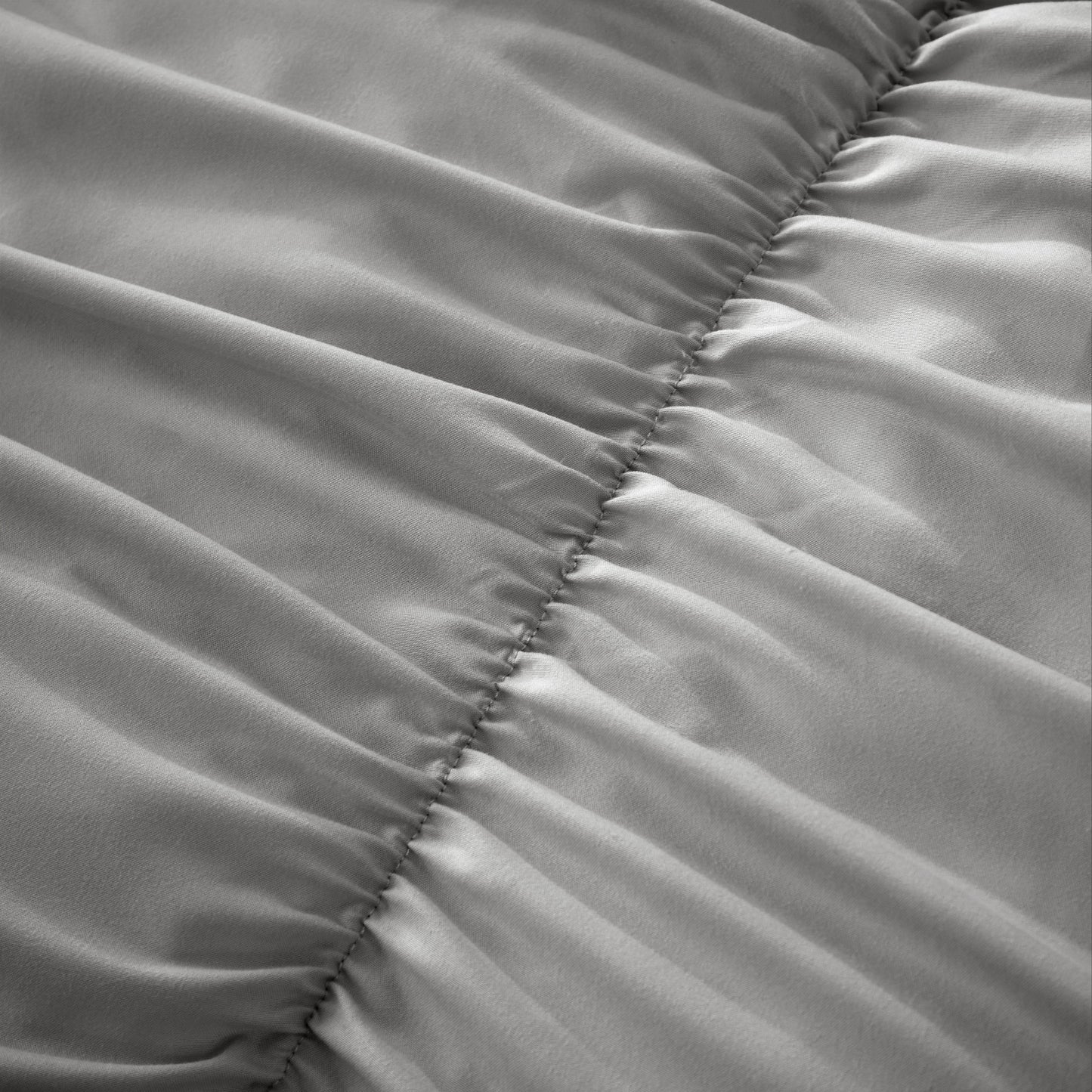 Ruched Grey Microfibre Duvet Cover Set with Pillowcases