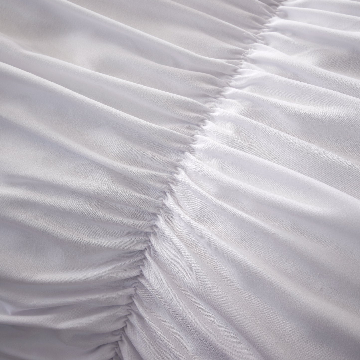 Ruched White Microfibre Duvet Cover Set with Pillowcases