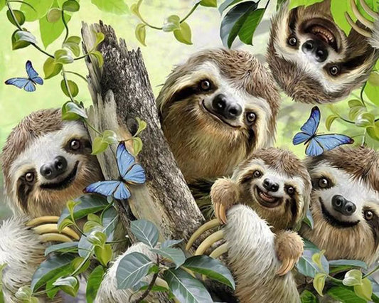 Sloth Family Diamond Art Kit 40x40