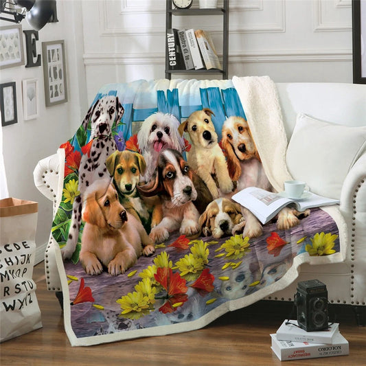 Dog Family Fleece Blanket