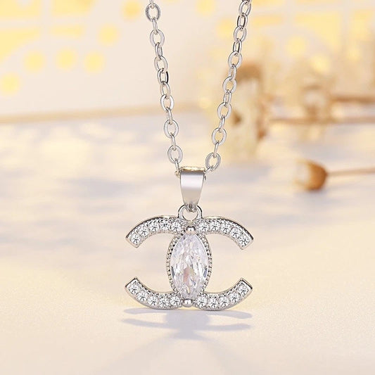 White Crystal Stone Pendant Necklace