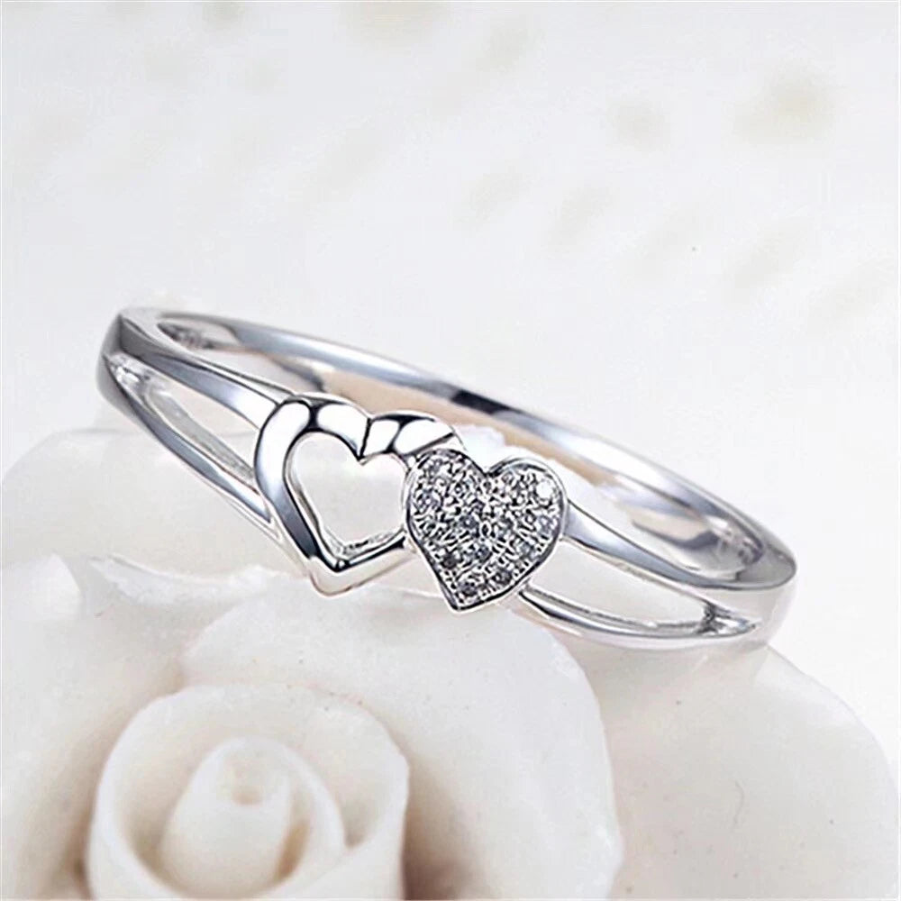 Double Heart Adjustable Ring