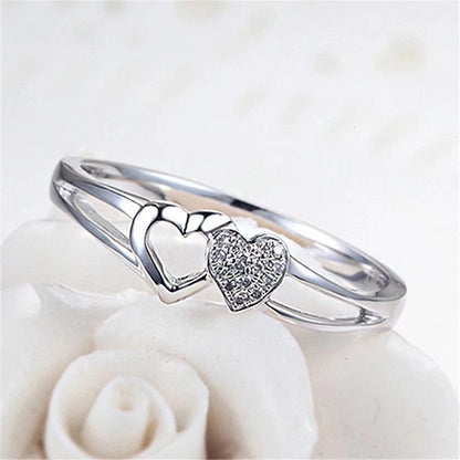 Double Heart Adjustable Ring