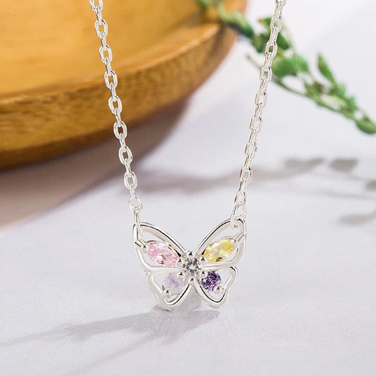 Crystal Colourful Butterfly Necklace