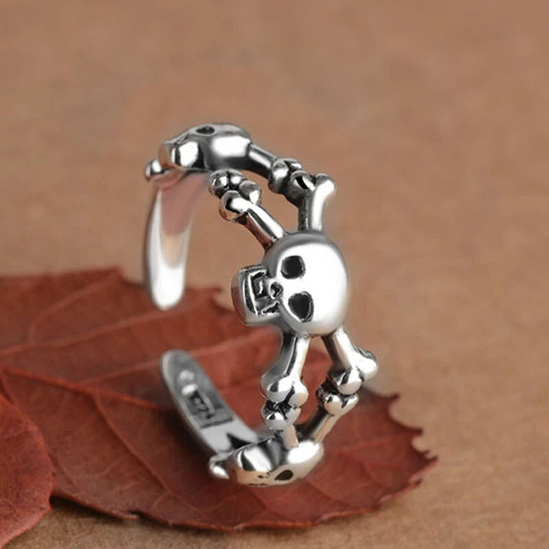 Unisex Vintage Skull Adjustable Ring
