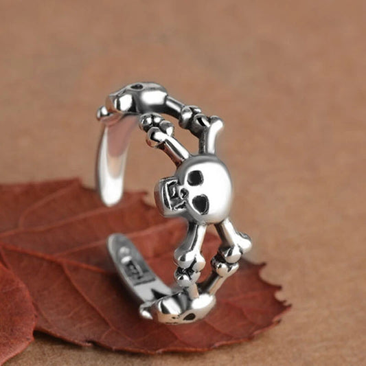 Unisex Vintage Skull Adjustable Ring