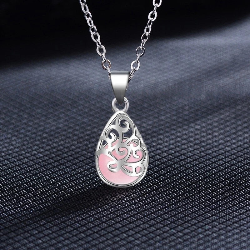 Pink Moonstone Pendant Necklace