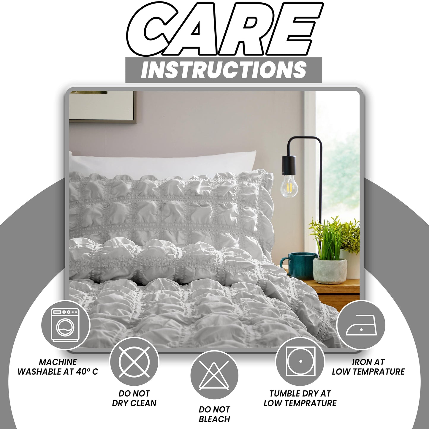 Soho Grey Microfibre Duvet Cover Set with Pillowcases