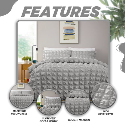 Soho Grey Microfibre Duvet Cover Set with Pillowcases