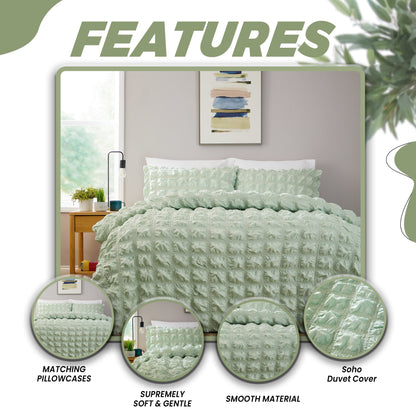 Soho Sage Green Microfibre Duvet Cover Set with Pillowcases