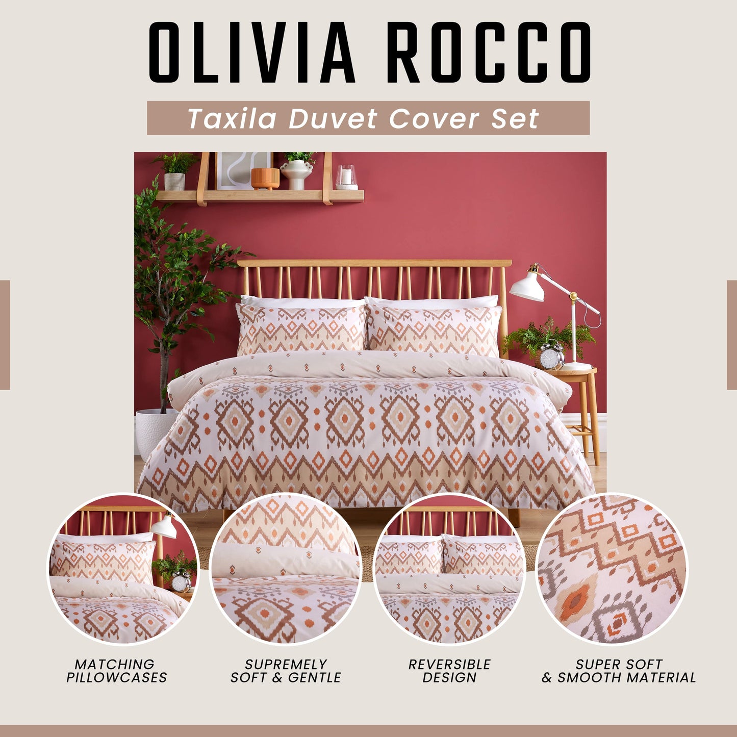 Taxila Duvet Cover Set Easy Care Quilt Covers with Pillowcases