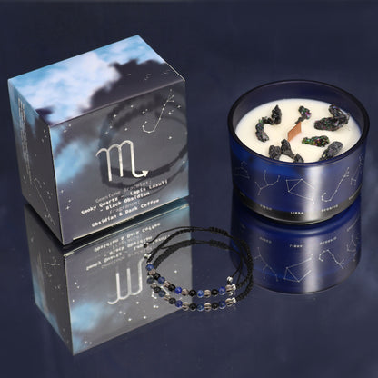 Zodiac Crystal Candle with Gemstone Bracelet