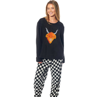 Women's Highland Cow Thermal Fleece Pyjamas Set