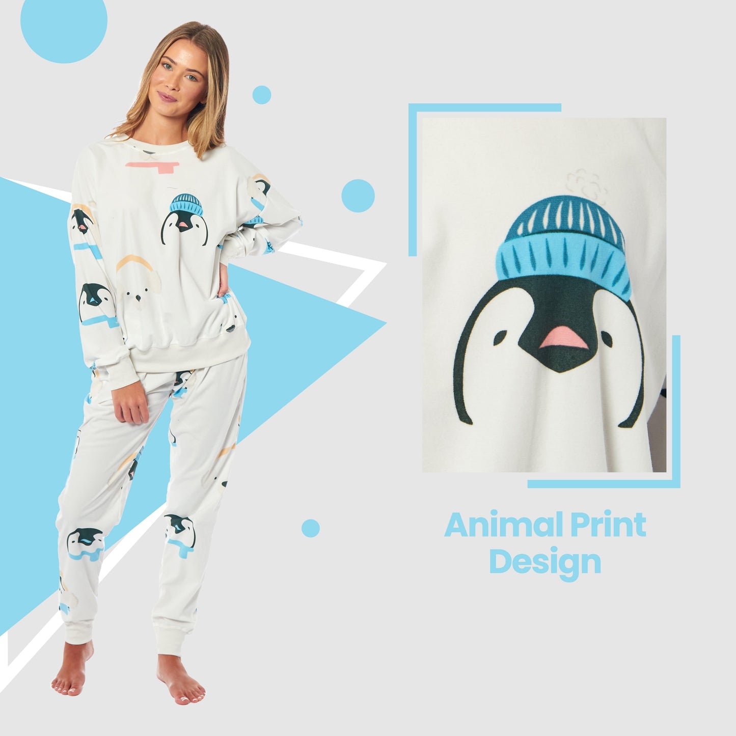 Women's Penguins & Polar Bears Soft Fleece Pyjama Set