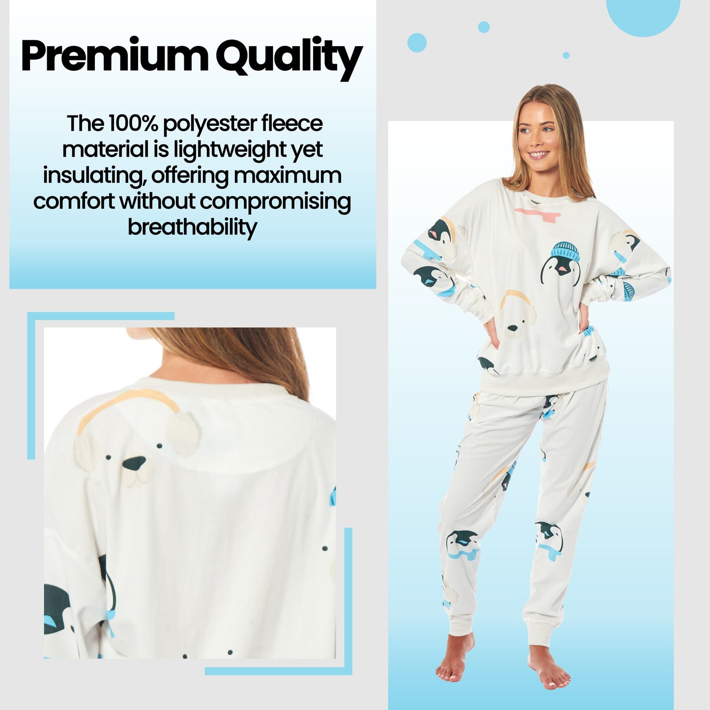 Women's Penguins & Polar Bears Soft Fleece Pyjama Set
