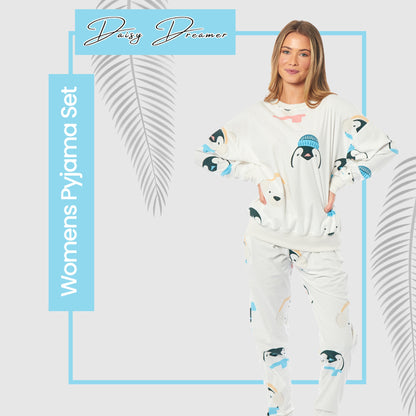 Women's Penguins & Polar Bears Soft Fleece Pyjama Set